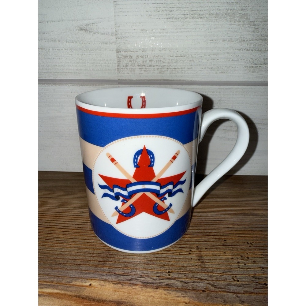 Department 56 Striped Horseshoe  3 7/8" Mug Summer Games